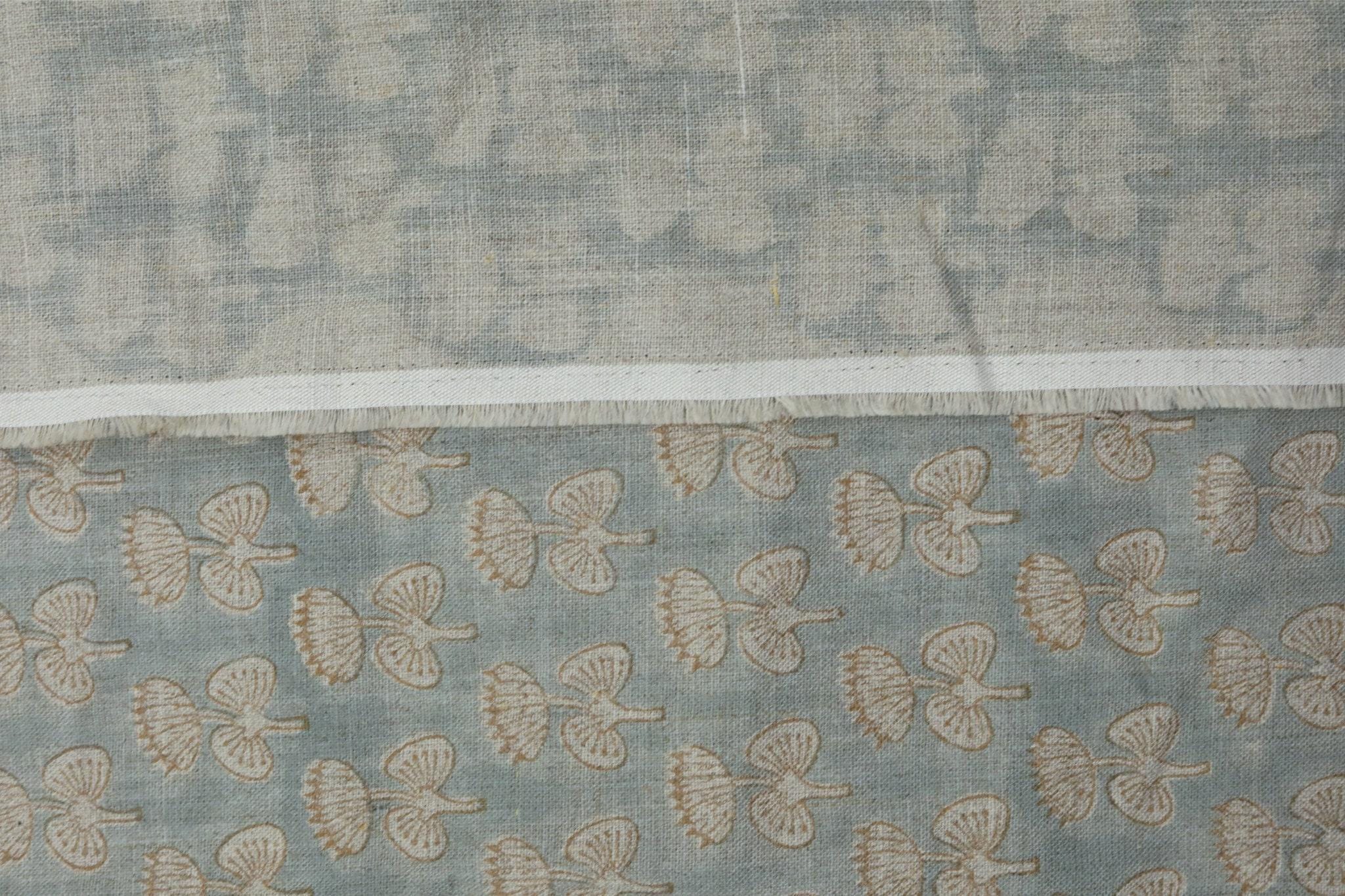 Linen Block Print Fabric 58 Inch Width Medium Weight Linen Natural Base Color Curtains and Drapes Upholstery Pillow Covers Tablecloths and Runners Bedding Tote Bag Lampshades Napkins by Fabritual