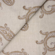 Lightweight Linen Blend with Block Print 58 Inch Width for Upholstery and Art Projects, Fabritual Linen Blend Fabric in 58 Inch Width with Delicate Block Print Motif.