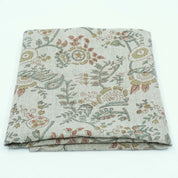 Blue Brown Floral Hand Block Print Linen Arpan Fabric
