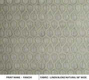 FLORAL HAND BLOCK PRINT LINEN BLEND NATURAL FABRIC FOR TABLE CLOTH INDIAN TEXTILE - PANCHI