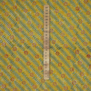 Handmade Boho Brown and Blue Floral Pure Linen Textiles Fabric for Farmhouse Decor with Taru Design
