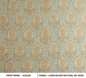 Linen Block Print Fabric 58 Inch Width Light Weight Linen Natural Base Color Handmade Creative Design To Make Curtains and Drapes Upholstery Pillow Covers Tablecloths and Runners Lampshades Napkins by Fabritual