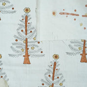 Indian Handmade Brown Block Printed Floral Christmas Decor Thick Cotton White Fabric – CHRISTMAS TREE