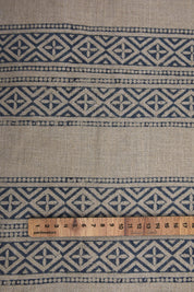 Linen Block Print Fabric 58 Inch Width Heavy Linen Natural Base Color Curtains and Drapes Upholstery Pillow Covers Tablecloths and Runners Bedding Tote Bag by Fabritual