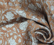 Linen Block Print Fabric 58 Inch Width Medium Weight Linen Natural Base Color Upholstery Pillow Covers Tablecloths and Runners Bedding Tote Bag Lampshades Napkins by Fabritual