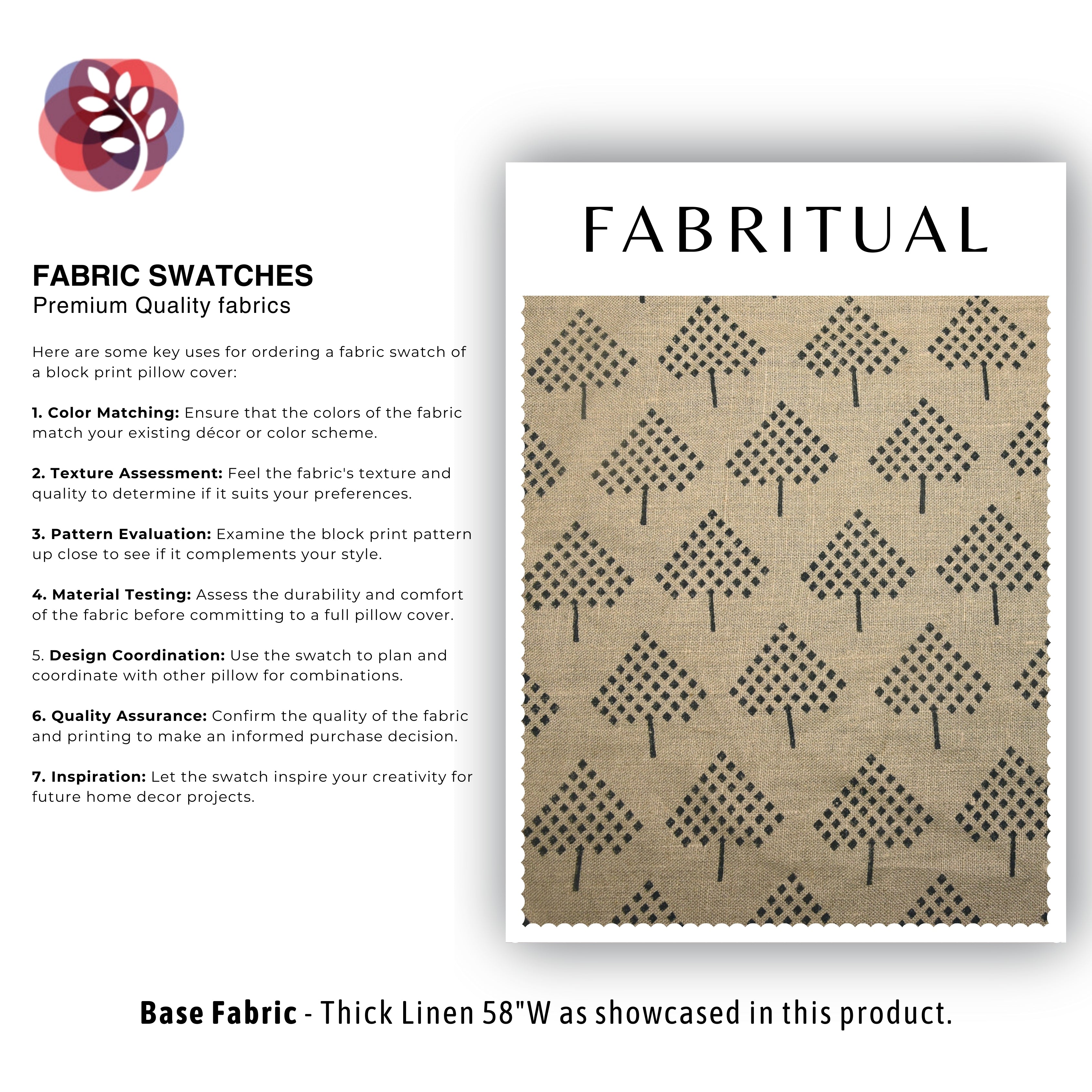 Block Print Linen Fabric, Umbrella  Block Print Handloom Linen Fabric Heavy Linen Fabric,Upholstery Fabric, Pillow Cover Fabric, Thick Fabric Natural Linen