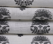 Linen Block Print Fabric Off White linen 58 Inch Width Medium Weight Linen Natural Base Color Curtains and Drapes Upholstery Handmade Art Pillow Covers Tablecloths and Runners Lampshades Napkins by Fabritual