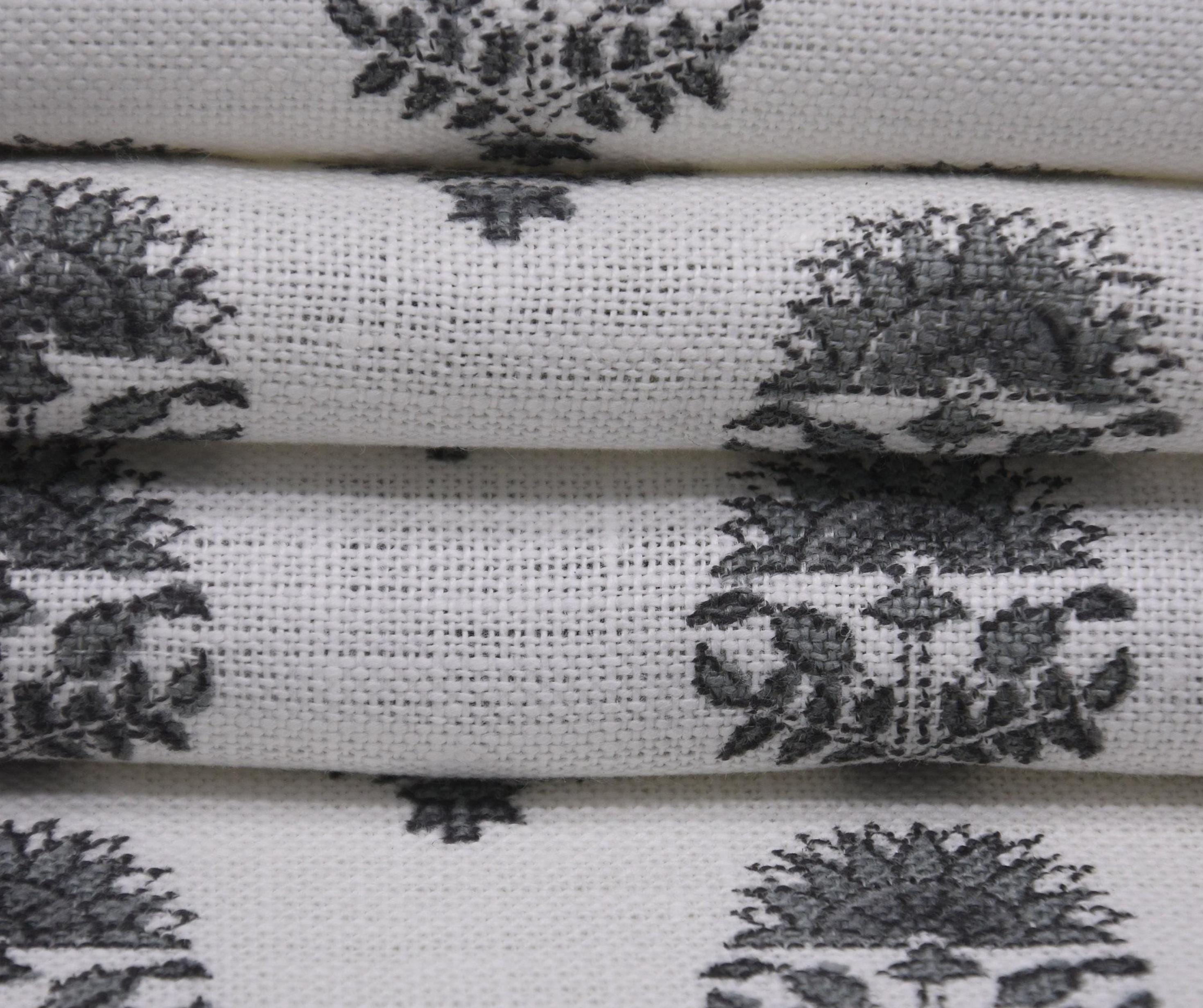 Linen Block Print Fabric Off White linen 58 Inch Width Medium Weight Linen Natural Base Color Curtains and Drapes Upholstery Handmade Art Pillow Covers Tablecloths and Runners Lampshades Napkins by Fabritual