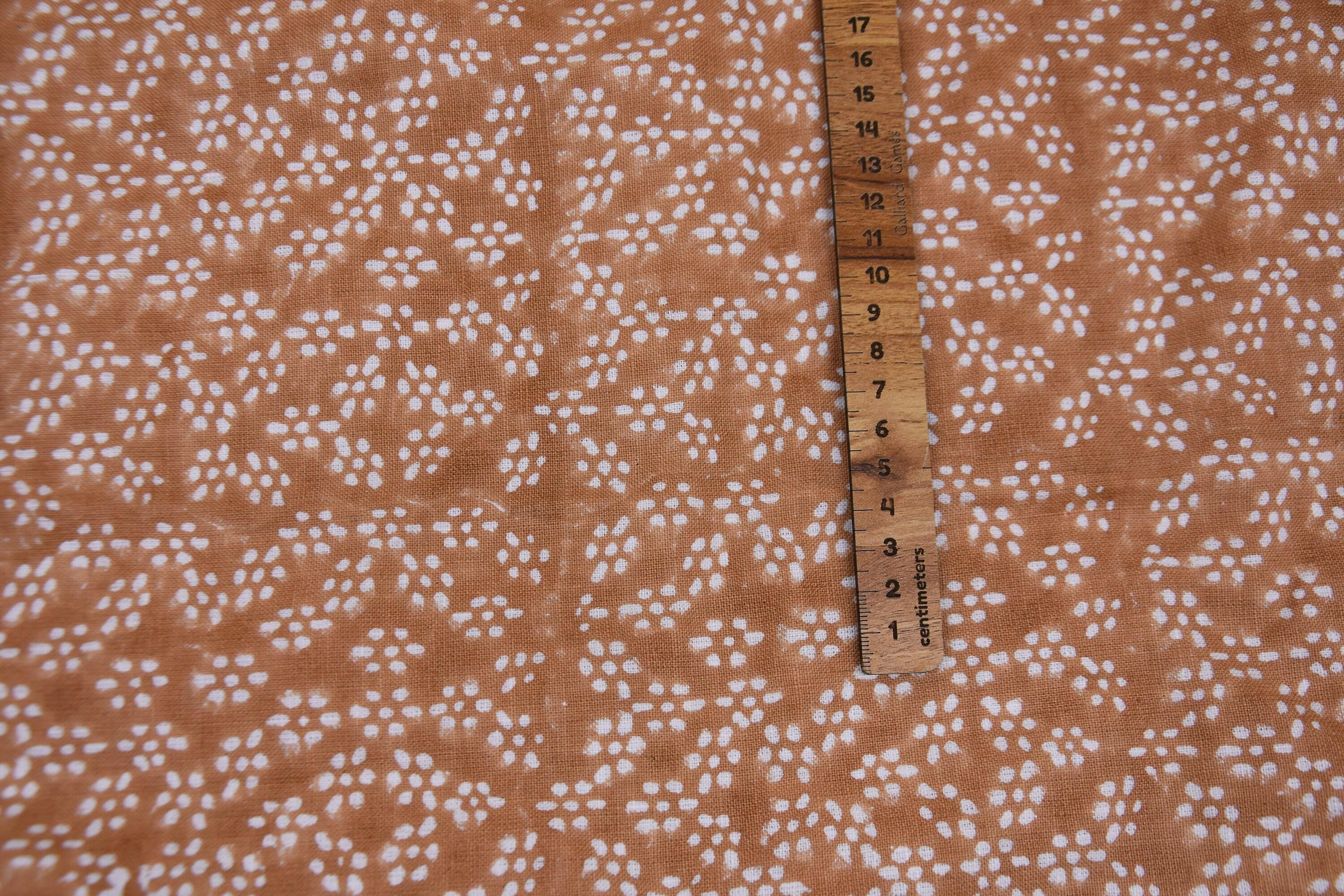 Handcrafted Block Print Thick White Cotton Coconut Mini Dots Floral Fabric for Napkins & Tote Bags - OLA VRISHTI
