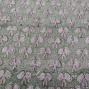 Indian Mushroom Light Pink and Green Floral Cushion Fabric on Thick Linen for Living Room Decor
