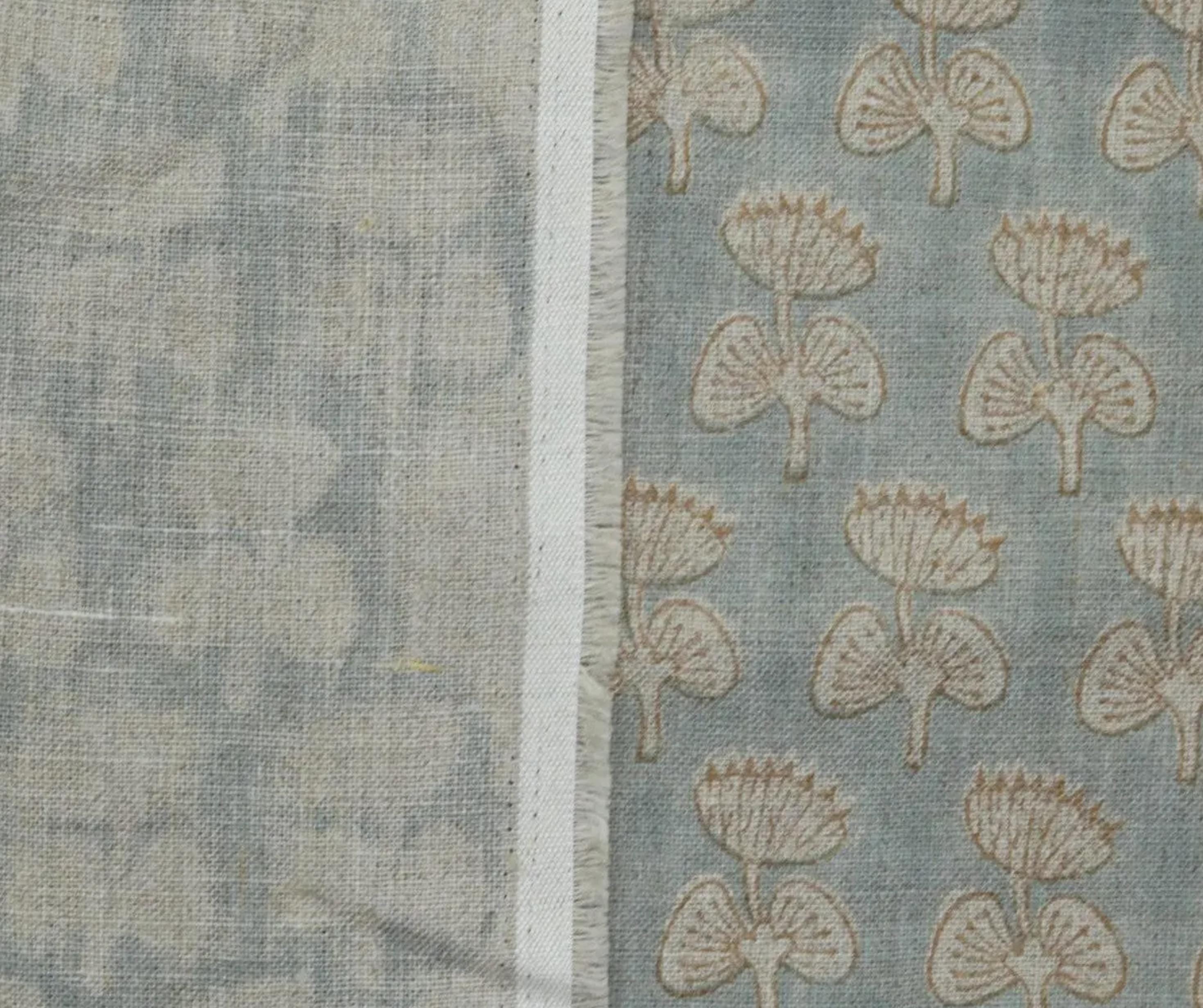 Linen Block Print Fabric 58 Inch Width Medium Weight Linen Natural Base Color Curtains and Drapes Upholstery Pillow Covers Tablecloths and Runners Bedding Tote Bag Lampshades Napkins by Fabritual