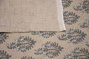 Linen Block Print Fabric 58 Inch Width Heavy Linen Natural Base Color Curtains and Drapes Upholstery Pillow Covers Tablecloths and Runners Bedding Tote Bag