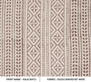 Cotton Block Print Fabric 50 Inch Width Medium Weight Duck Canvas Beige Base With Brown Color Design To Make Curtains and Drapes Pillow Covers Tablecloths and Runners Bedding Tote Bag Lampshades Napkins by Fabritual