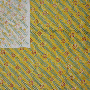 Handmade Boho Brown and Blue Floral Pure Linen Textiles Fabric for Farmhouse Decor with Taru Design