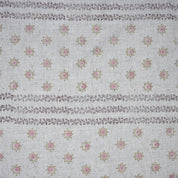 Handmade Pink Floral Viscose Linen Fabric for Cushions & Curtains - Happy Bloom Border 