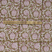 Block Print Fabric 58 Inch Width Light Weight Viscose Linen Natural Base Color and Mini Yellow Floral Print Curtains and Drapes Pillow Covers Bedding Tote Bag Lampshades Napkins by Fabritual