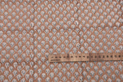 Duck Canvas 50" Wide Hand Block Printed Brown Mini Floral Fabric for Pillow Covers - MOGRA PHOOL