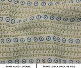 Handmade Indian Art Block Printed Blue and Green Floral Thick Linen Fabric For Upholstery - Ethnic Leheriya