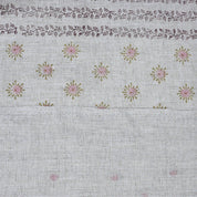 Handmade Pink Floral Viscose Linen Fabric for Cushions & Curtains - Happy Bloom Border 