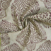 Indian Hand Stamped Block Printed Pure Linen Pastel Gray and Coconut Floral Fabric – RANG REKHA