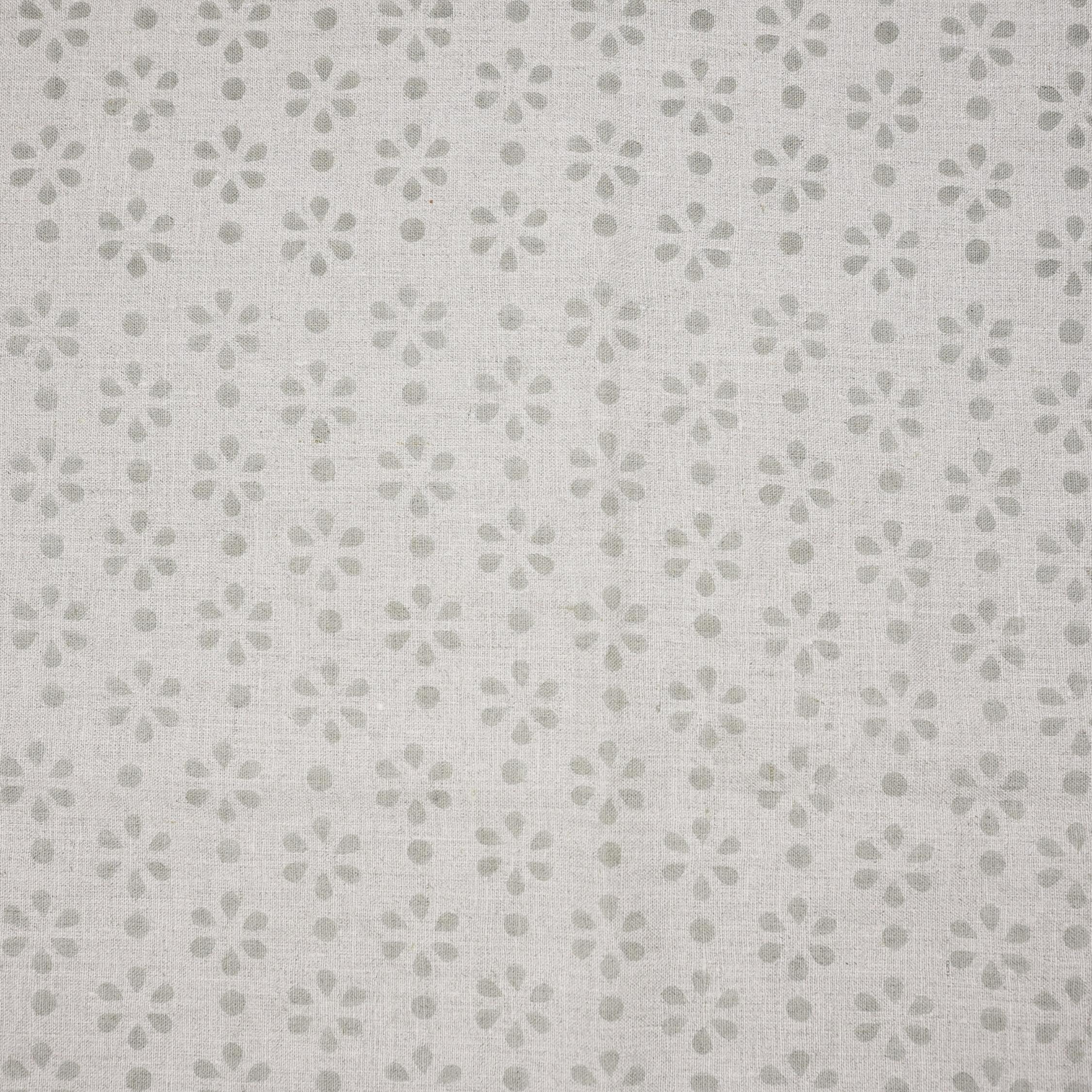 Handcrafted Gray Mini Rang Phool Print in Pure Linen Fabric 58" wide for Roman Shade