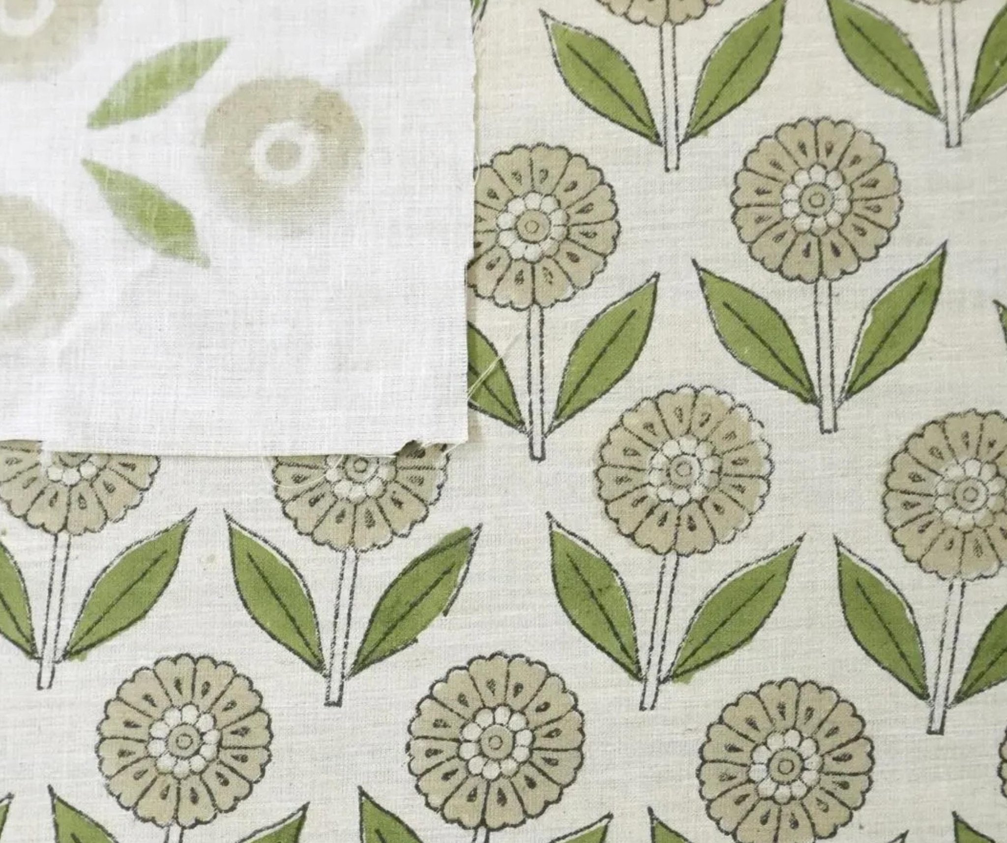 Linen Block Print Fabric Linen Blend 58 Inch Width Light Weight Linen Natural Base Color Curtains and Drapes Upholstery Handmade Art Pillow Covers Tablecloths and Runners Bedding Tote Bag Lampshades by Fabritual