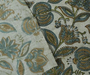 Linen Block Print Fabric 58 Inch Width Medium Weight Linen Natural Base Color Curtains and Drapes Upholstery Handmade Art Pillow Covers Tablecloths and Runners Lampshades Napkins by Fabritual