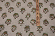 Linen Block Print Fabric 58&quot; Width Heavy Linen Natural Base Color Curtains and Drapes Upholstery Pillow Covers Tablecloths and Runners  by Fabritual