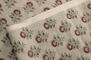 Linen Block Print Fabric 58&quot; Width Heavy Linen Natural Base Color Curtains and Drapes Upholstery Pillow Covers Tablecloths and Runners Bedding Tote Bag by Fabritual