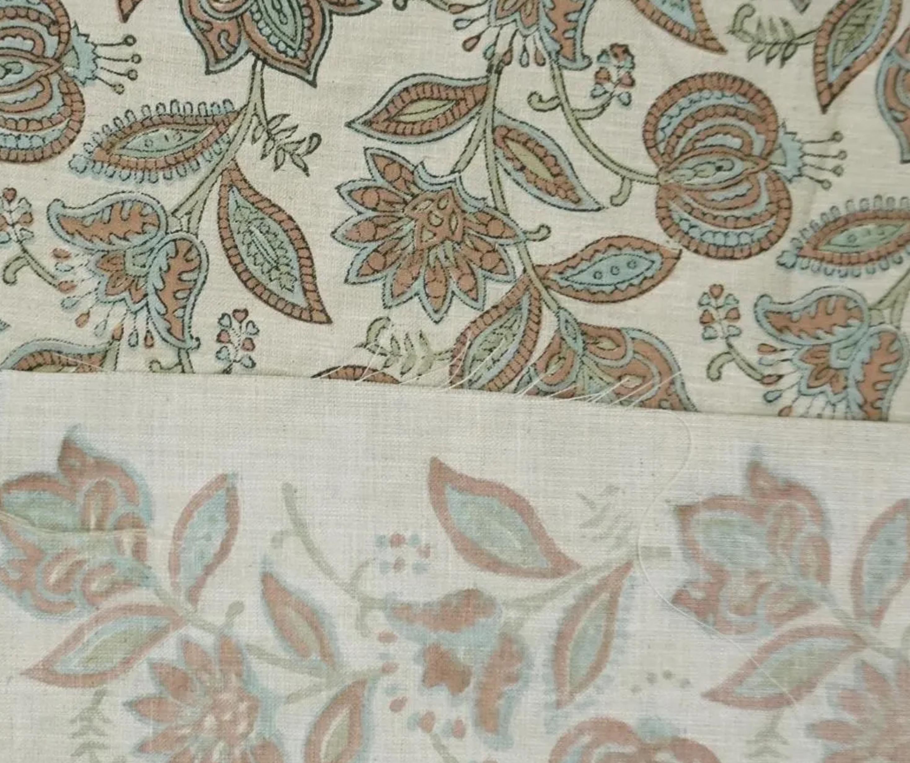 Linen Block Print Fabric Linen Blend 58 Inch Width Light Weight Linen Natural Base Color Curtains and Drapes Upholstery Handmade Art Tablecloths and Runners Bedding Tote Bag Lampshades Napkins by Fabritual