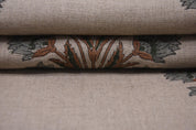 Linen Block Print Fabric 58 Inch Width Medium Weight Linen Natural Base Color Curtains and Drapes Upholstery Handmade Art Pillow Covers Bedding Tote Bag Lampshades Napkins by Fabritual