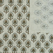 FLORAL MOTIF PRINT VISCOSE LINEN HAND BLOCK PRINT INDIAN HANDMADE LINEN FABRIC - GURUKUL