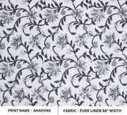 Linen Block Print Fabric 58 Inch Width Medium Weight Linen Natural Base Color Curtains and Drapes Upholstery Pillow Covers Tablecloths Hand Washable and Runners Bedding Tote Bag Lampshades Napkins by Fabritual