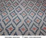 Indian Block Printed Navy Blue and Orange Floral Thick Linen Fabric By The yard - Drishtikon