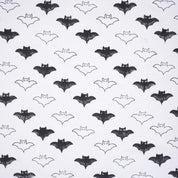 Hand Block Print Cuhion Cover Fabric on Thick Cotton White with Black Bat Design