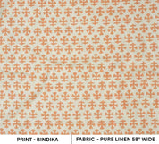 Handcrafted Throw Mini Orange Floral Block Printed Premium Pure Linen Mediumweight Cushion Fabric – BINDIKA