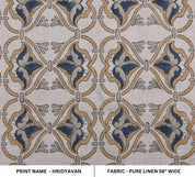 Linen Block Print Fabric 58 Inch Width Medium Weight Linen Natural Base Color Curtains and Drapes Upholstery Handmade Art Pillow Covers Tablecloths and Runners Bedding Tote Bag Lampshades Napkins by Fabritual