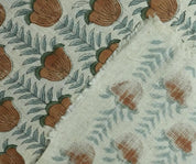 Block Print Fabric 58 Inch Width Light Weight Viscose Linen Natural Base Color and Floral Print Curtains and Drapes Pillow Covers Tablecloths and Runners Lampshades Napkins by Fabritual