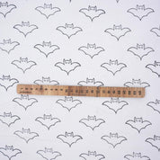 Block Print Thick Cotton White Decorative Halloween Party Cushion Cover Fabric with Bat Design