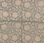Handmade Artisan Block Printed Thick Linen Beige and Gray Floral 58" Wide Fabric For Tablecloths – Kamal Jaal