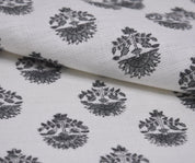 Linen Block Print Fabric Off White linen 58 Inch Width Medium Weight Linen Natural Base Color Curtains and Drapes Upholstery Handmade Art Pillow Covers Bedding Tote Bag Lampshades Napkins by Fabritual
