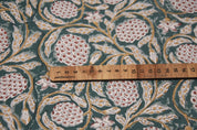 Cotton Block Print Fabric 50&quot; Width Medium Weight Duck Canvas Beige Base Drapes Pillow Covers Tablecloths and Runners Bedding Tote Bag Lampshades Napkins by Fabritual