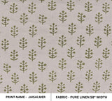 Indian Handmade Green Floral Throw Block Printed 100% Pure Linen Fabric 58" Wide for Home Decor – JAISALMER