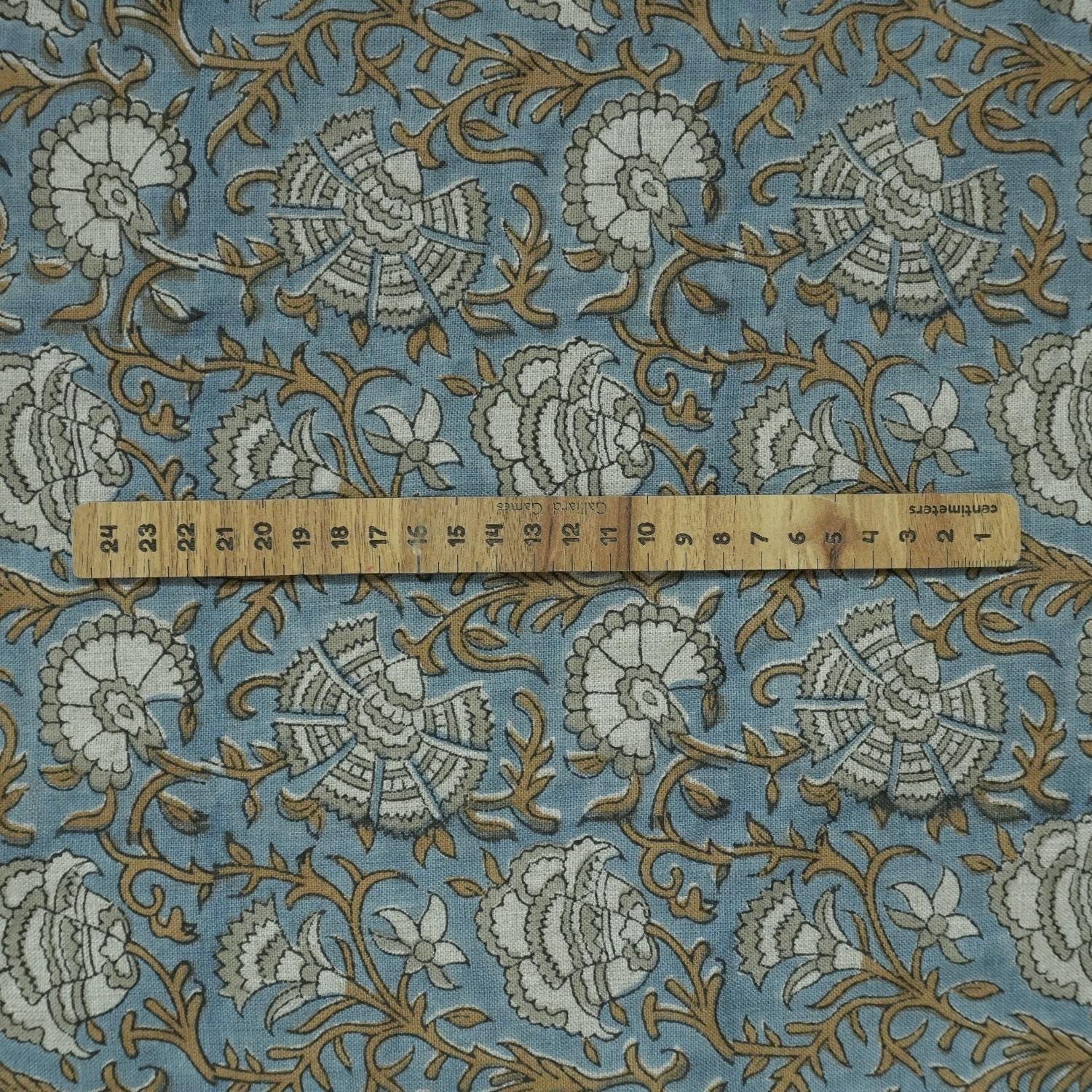 Linen Block Print Fabric 58 Inch Width Medium Weight Linen Natural Base Color Curtains and Drapes Upholstery Handmade Art Pillow Covers Tablecloths and Runners Bedding Tote Bag Lampshades Napkins