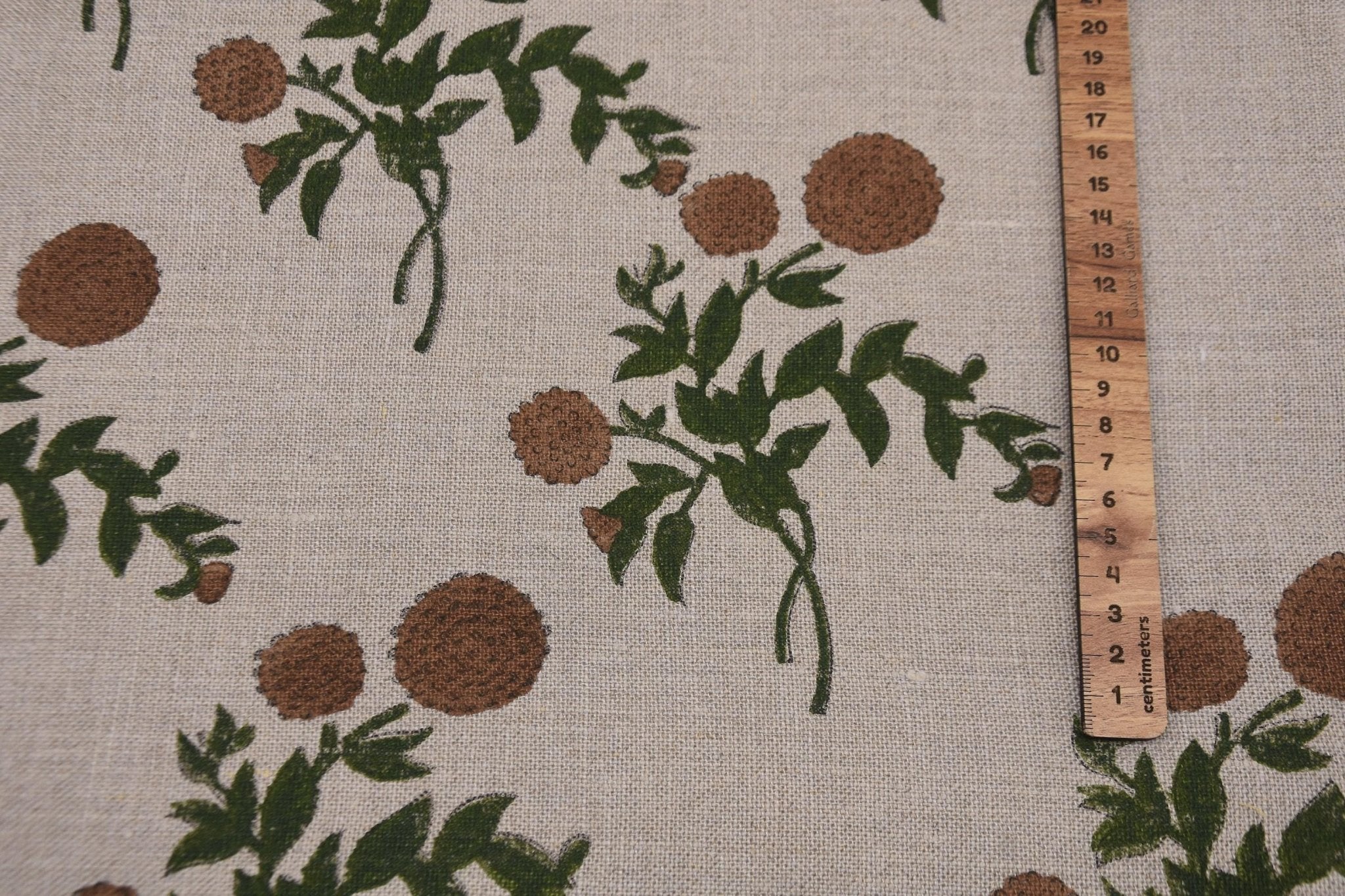 Linen Block Print Fabric 58&quot; Width Heavy Linen Natural Base Color Curtains and Drapes Upholstery Pillow Covers Tablecloths and Runners Bedding Tote Bag