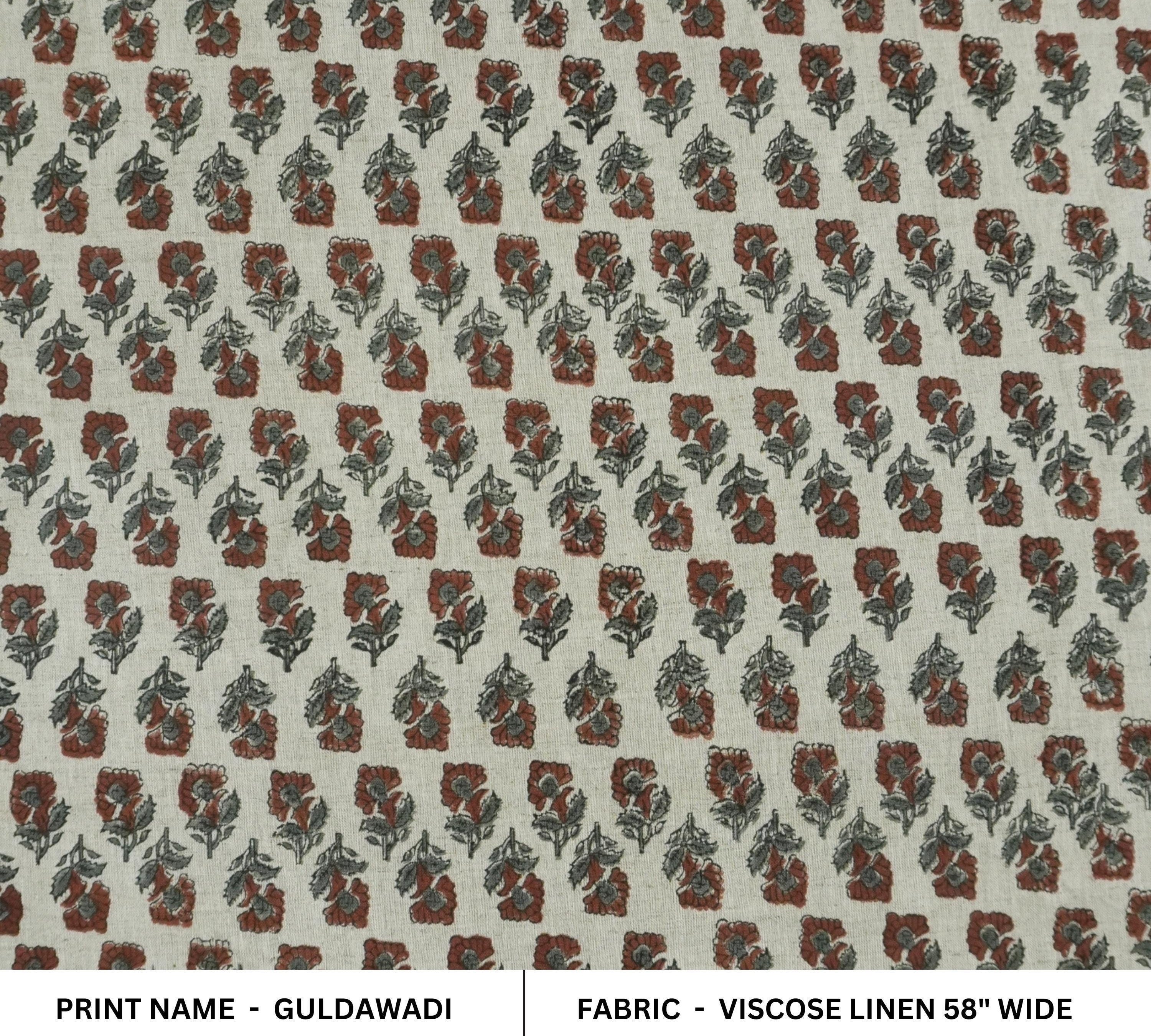 Block Print Fabric 58 Inch Width Light Weight Viscose Linen Natural Base Color and Mini Yellow Floral Print Curtains and Drapes Pillow Covers Tablecloths and Runners Bedding Tote Bag Napkins by Fabritual