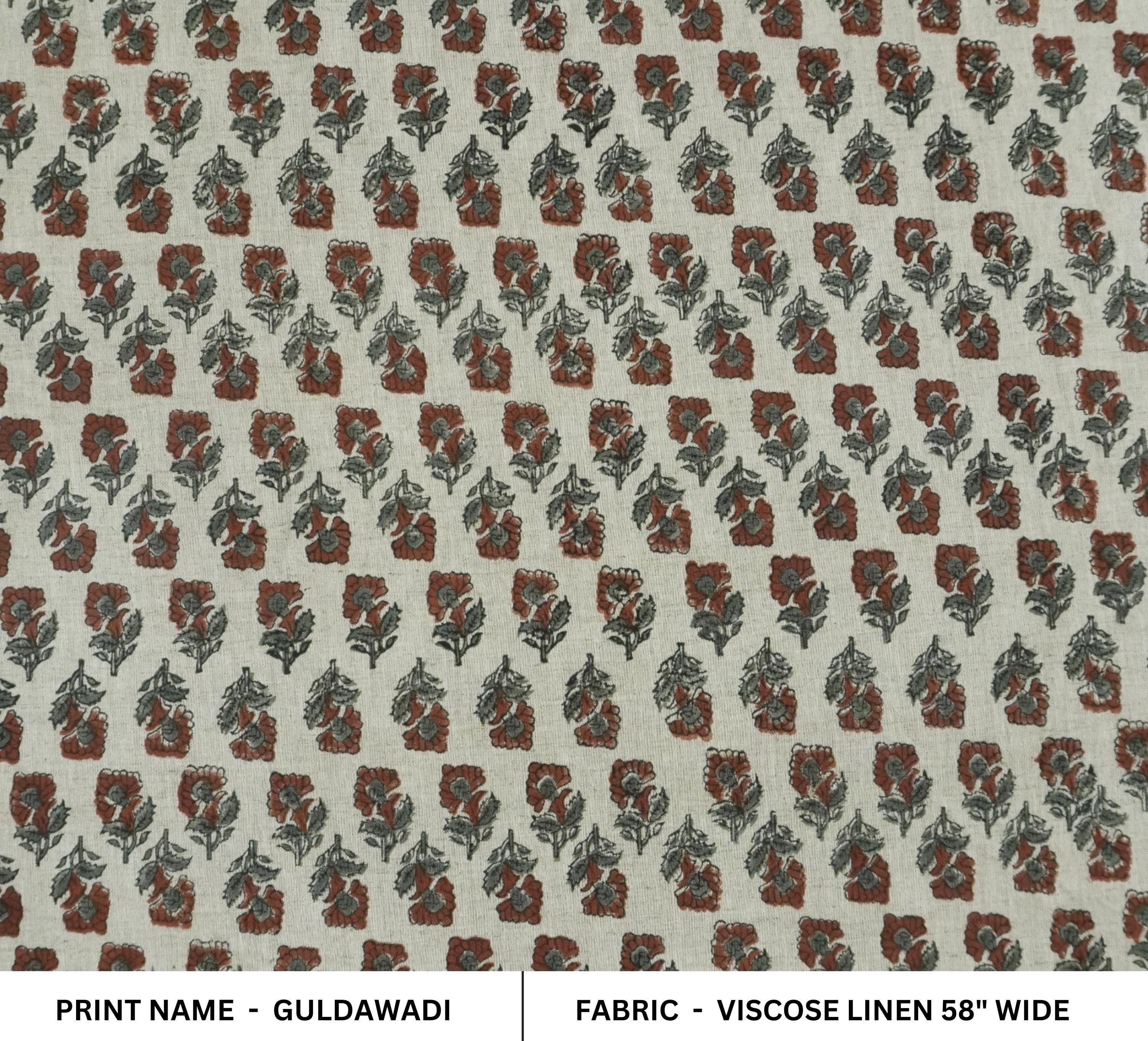 Block Print Fabric 58 Inch Width Light Weight Viscose Linen Natural Base Color and Mini Yellow Floral Print Curtains and Drapes Pillow Covers Tablecloths and Runners Bedding Tote Bag Napkins by Fabritual