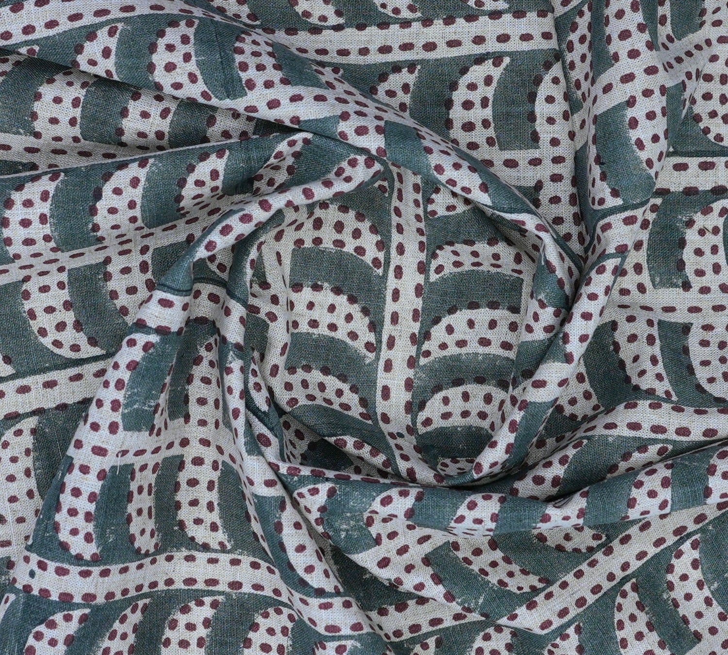 Handcrafted Floral Gray Linen Fabric Garud Design for Drapes & Curtains