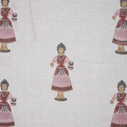 Block Printed Handmade Art Natural Pure Linen Decorative Fabric for Cushion Cover - Katputli
