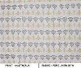 Indian Hand Block Hastakala Print Gray Floral Pure Linen Throw Fabric for Table Cover